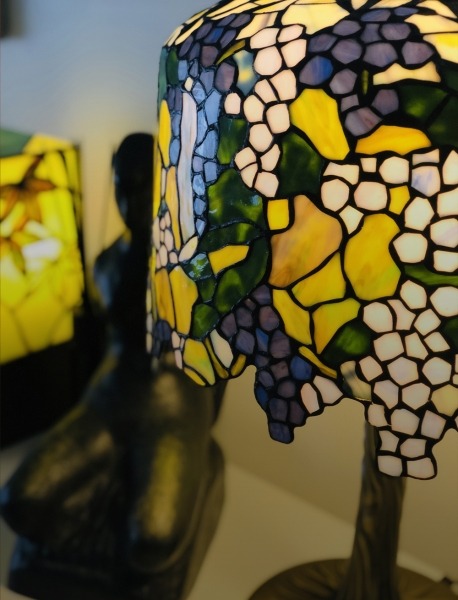 Freestanding lamps and stained glass